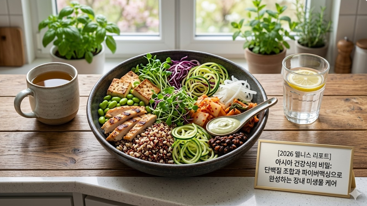 아시아 건강식 분석 (단백질 조합, 파이버맥싱, 장내미생물)