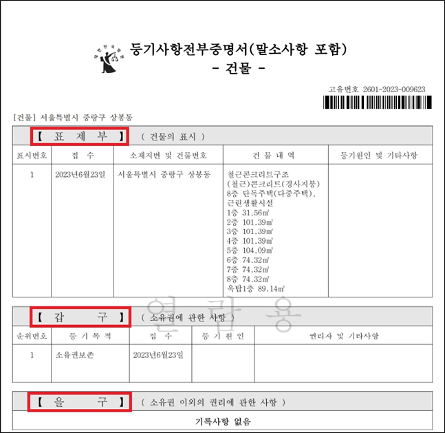 부동산 등기부 등본