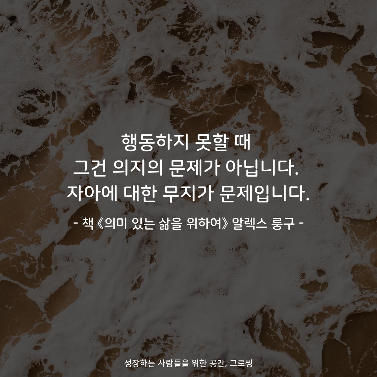 행동하지 못할 때
그건 의지의 문제가 아닙니다.
자아에 대한 무지가 문제입니다.