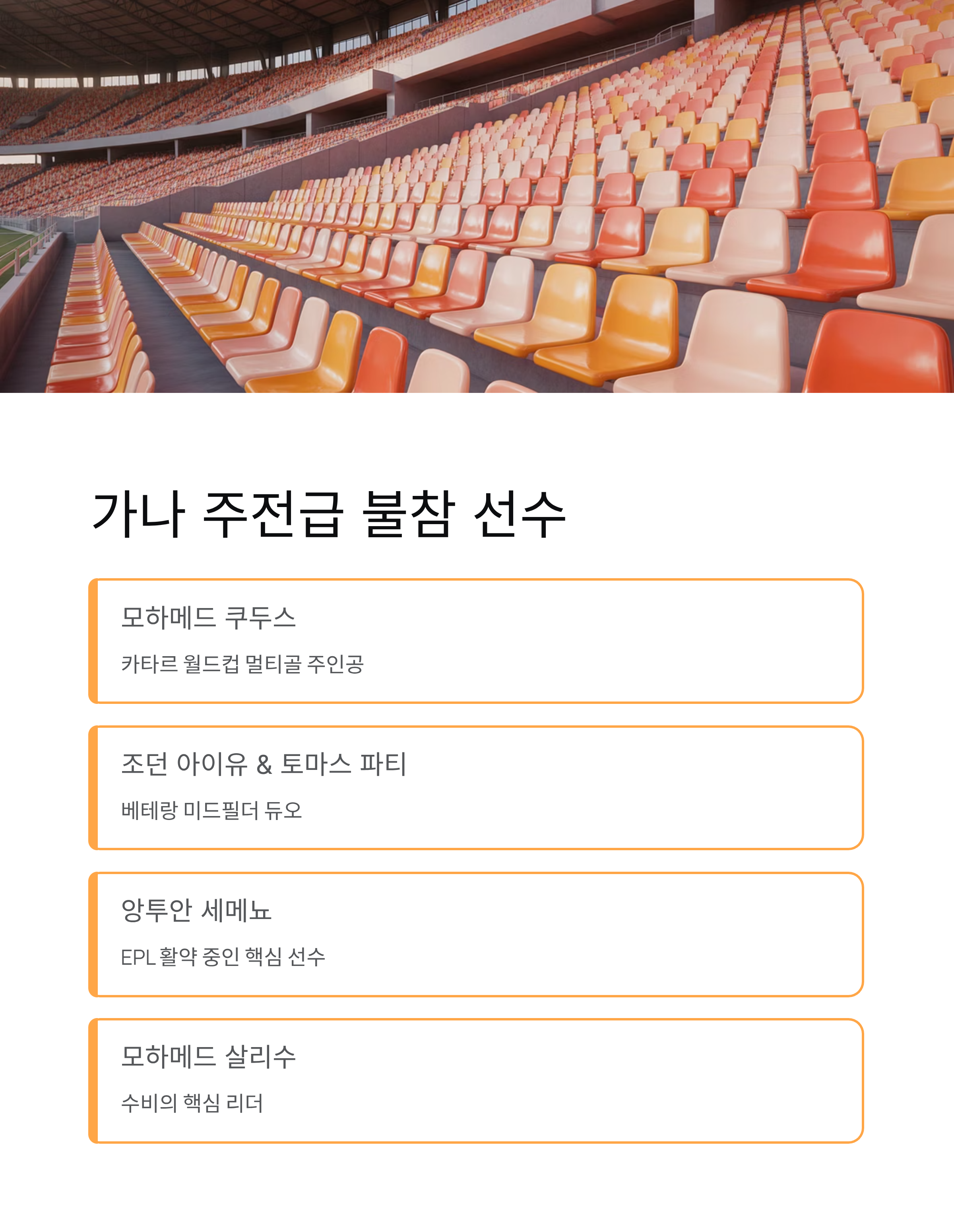 가나 피파랭킹 73위, 한국전 주전급 대거 불참의 이유는?