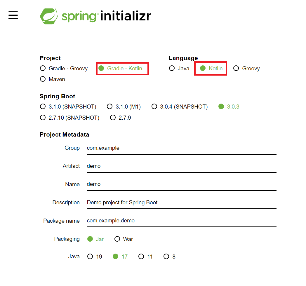 spring initializr