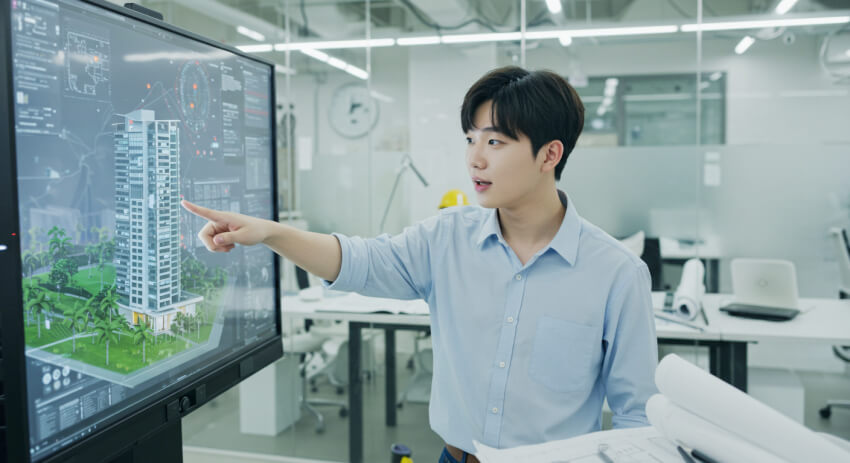 BIM 설계 중인 엔지니어