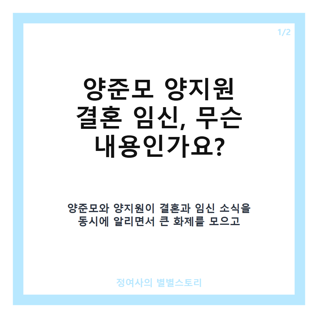 양준모 양지원 결혼 임신 발표, 재혼과 혼전임신 소식 전격 공개 카드뉴스 1