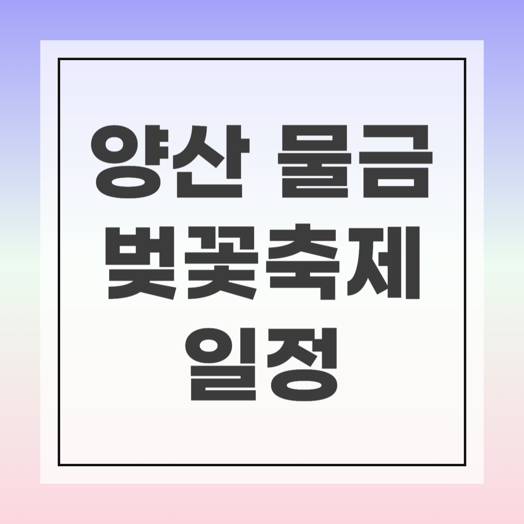 양산 벚꽃축제