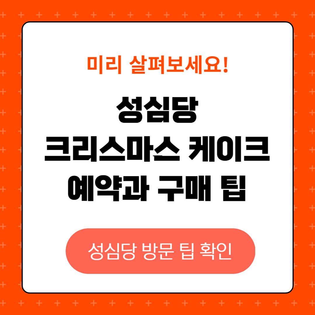 성심당 크리스마스 케이크 예약과 구매 팁