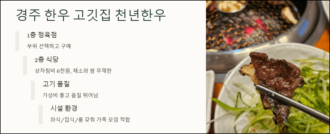 경주 한우 고깃집 천년한우