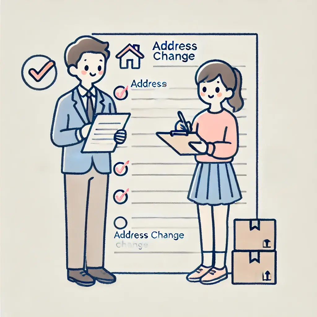 전입신고 서류를 작성하는 부부.