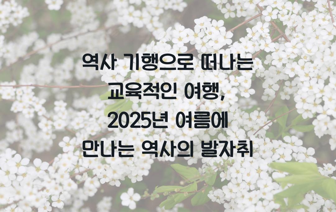 역사 기행으로 떠나는 교육적인 여행