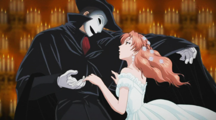 소년탐정 김전일 오페라 극장 살인사건에 등장하는 팬텀과 여주인공의 모습 사진