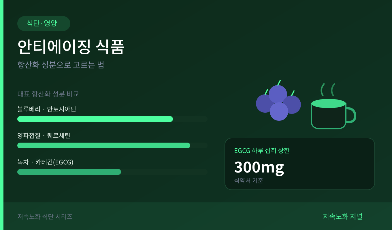 항산화 식품, 폴리페놀, 활성산소, 노화 예방 음식, 안토시아닌