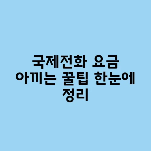 국제전화 요금 아끼는 꿀팁 한눈에 정리