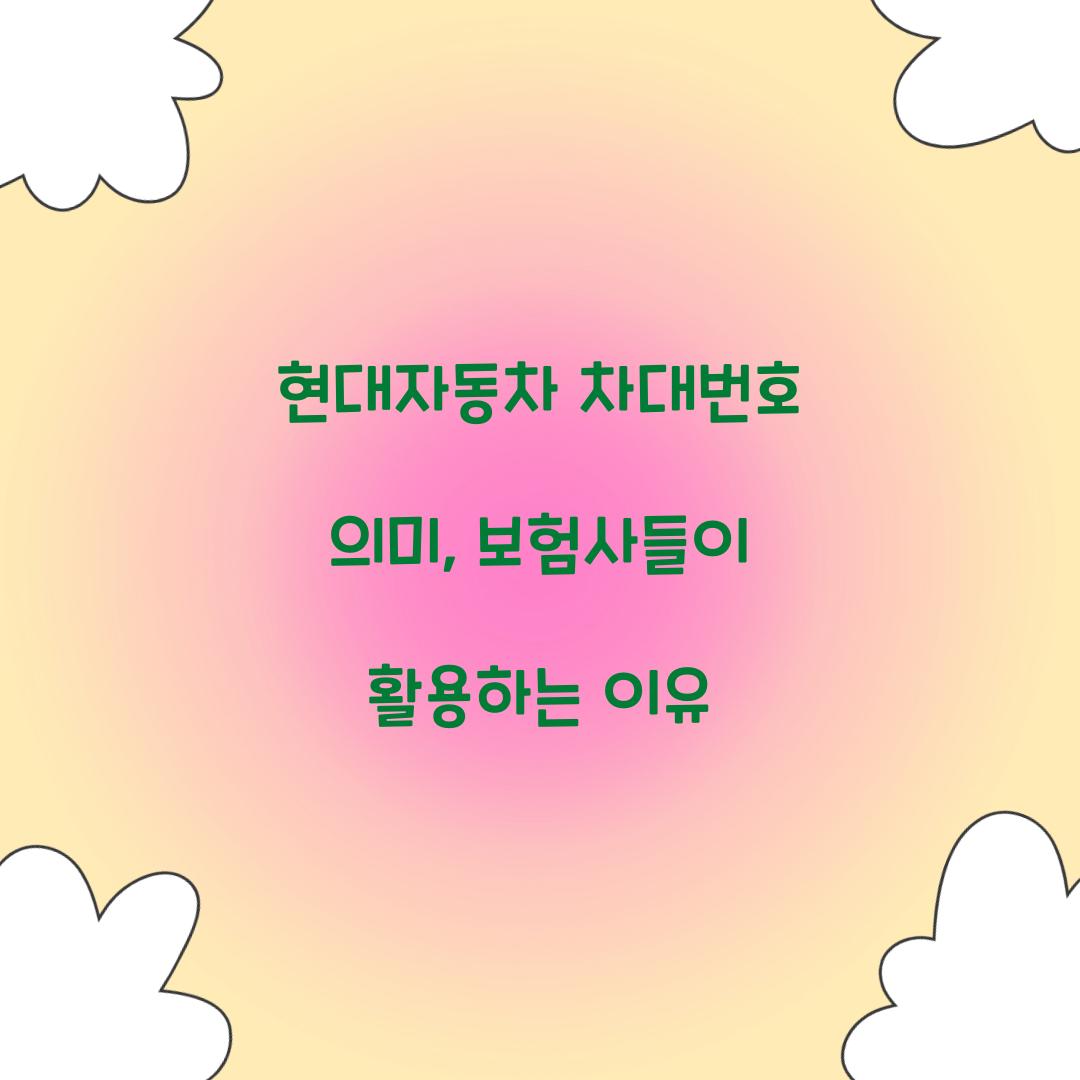 현대자동차 차대번호 의미, 보험사들이 활용하는 이유