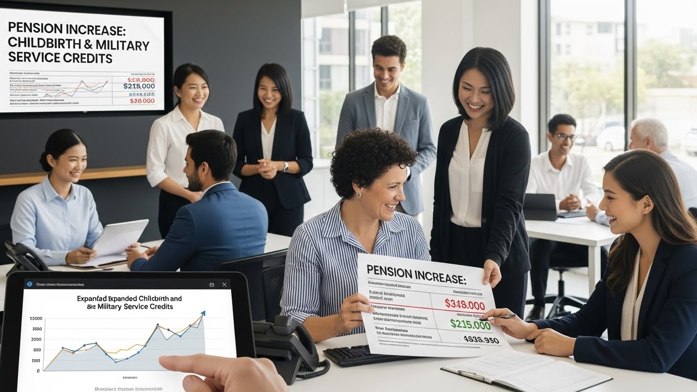 크레딧 혜택으로 나중에 받을 연금 수령액이 자연스럽게 증가함에 따라 기뻐하는 모습