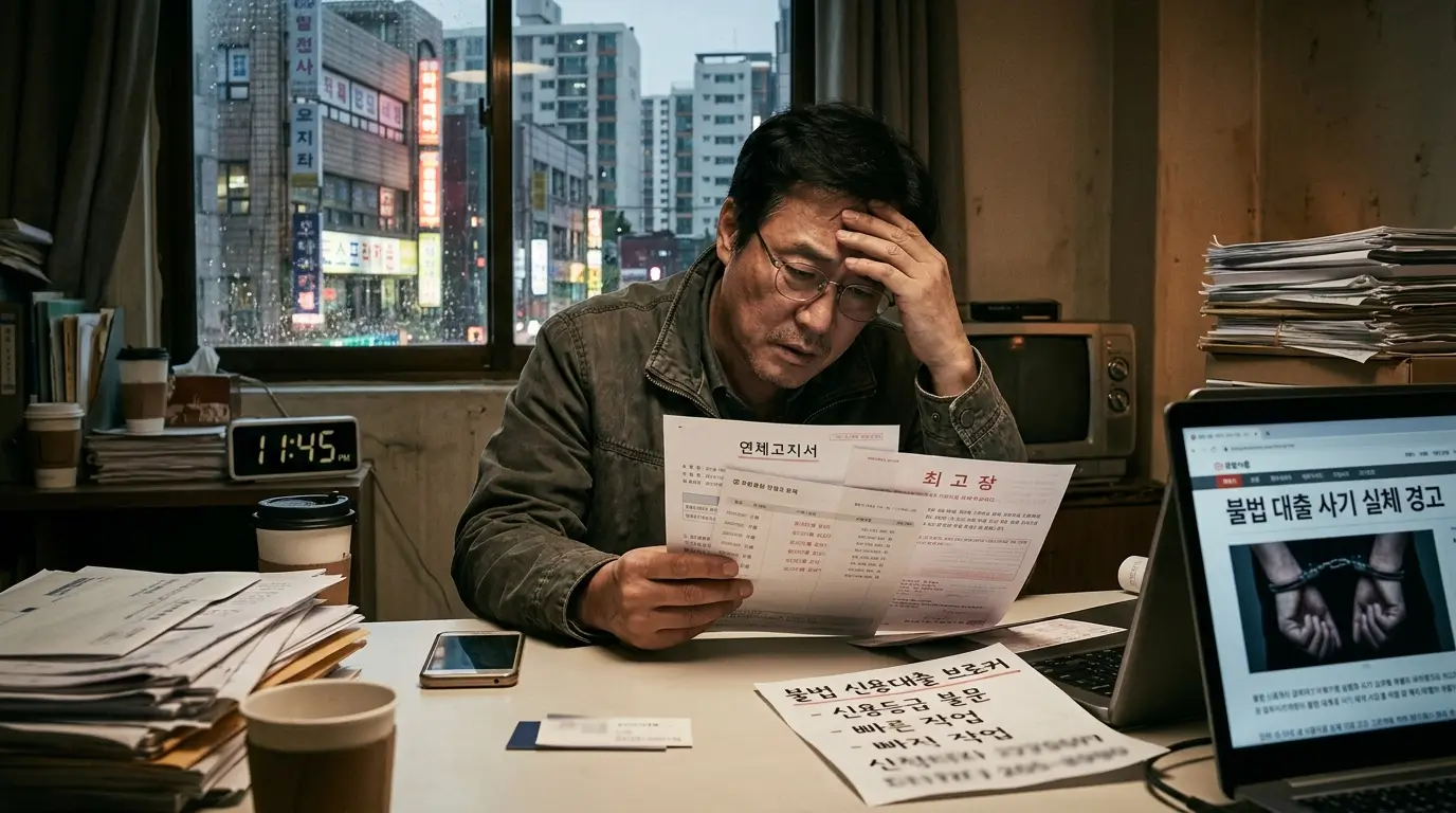 생활고와 연체의 늪 불법 작업 브로커 사기 실체 경고