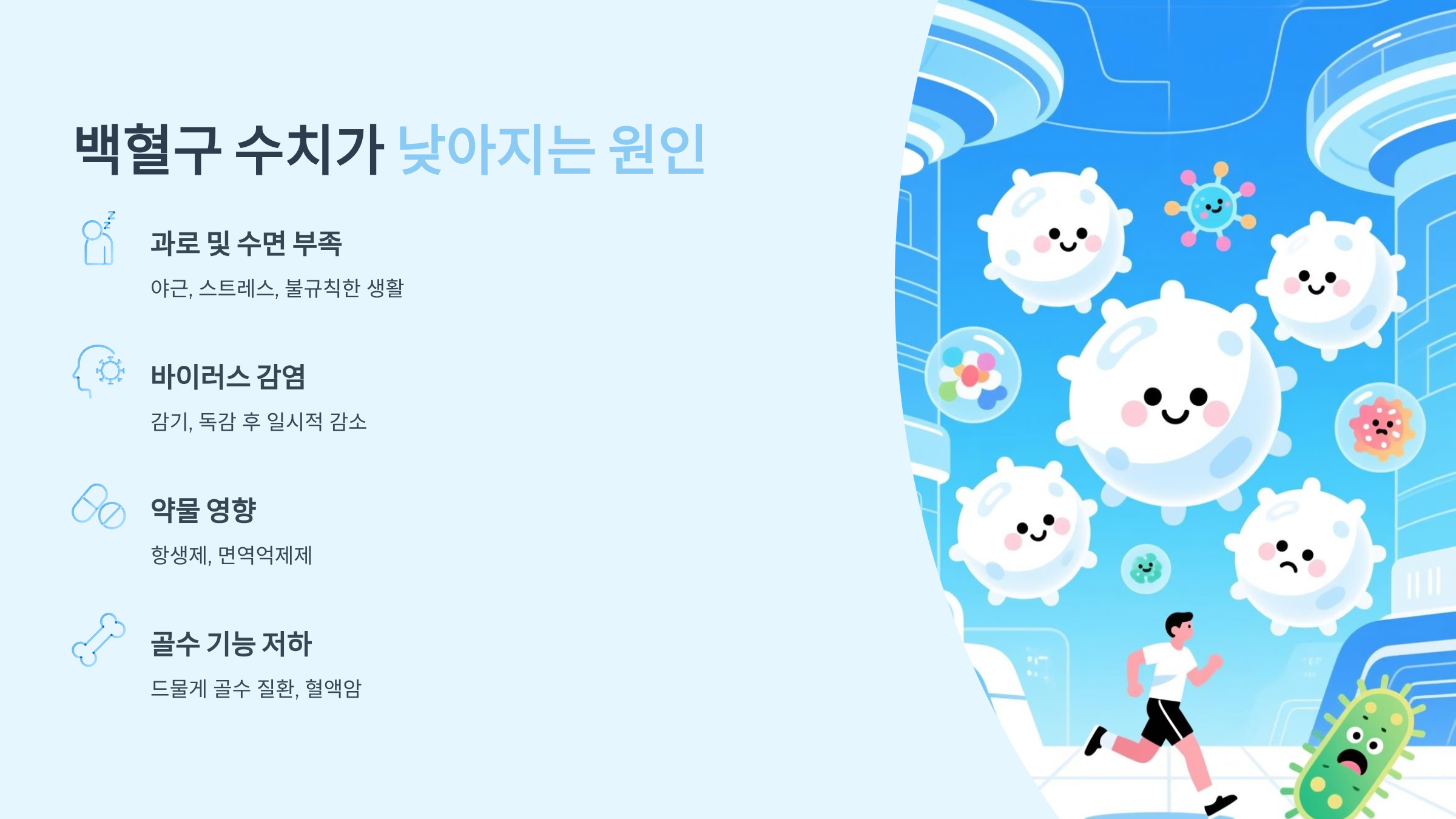 백혈구 수치 낮음 원인 내용정리