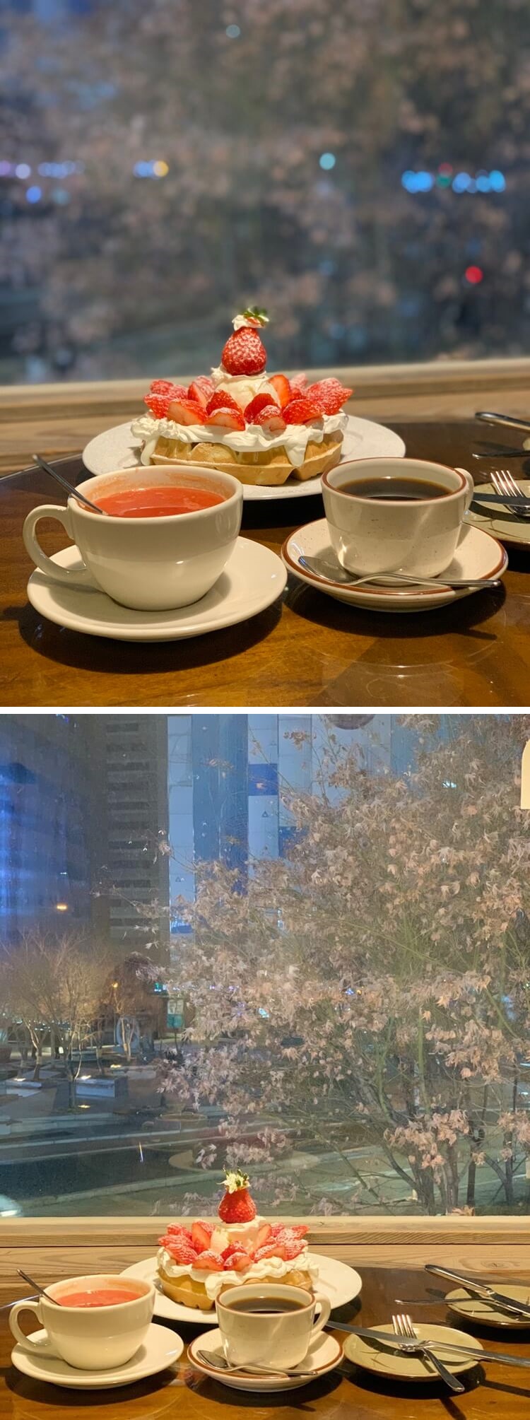 딸기와플 및 자몽, 커피