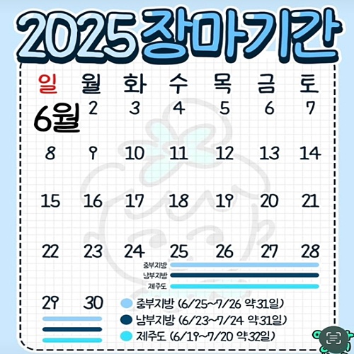 2025년 장마기간 시작일
