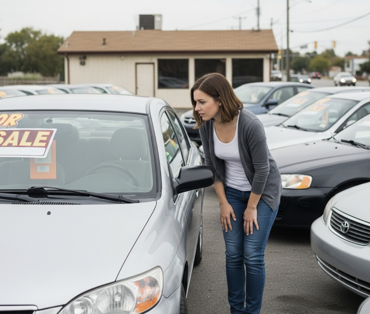 미국 여성이 자동차를 구매하는 모습