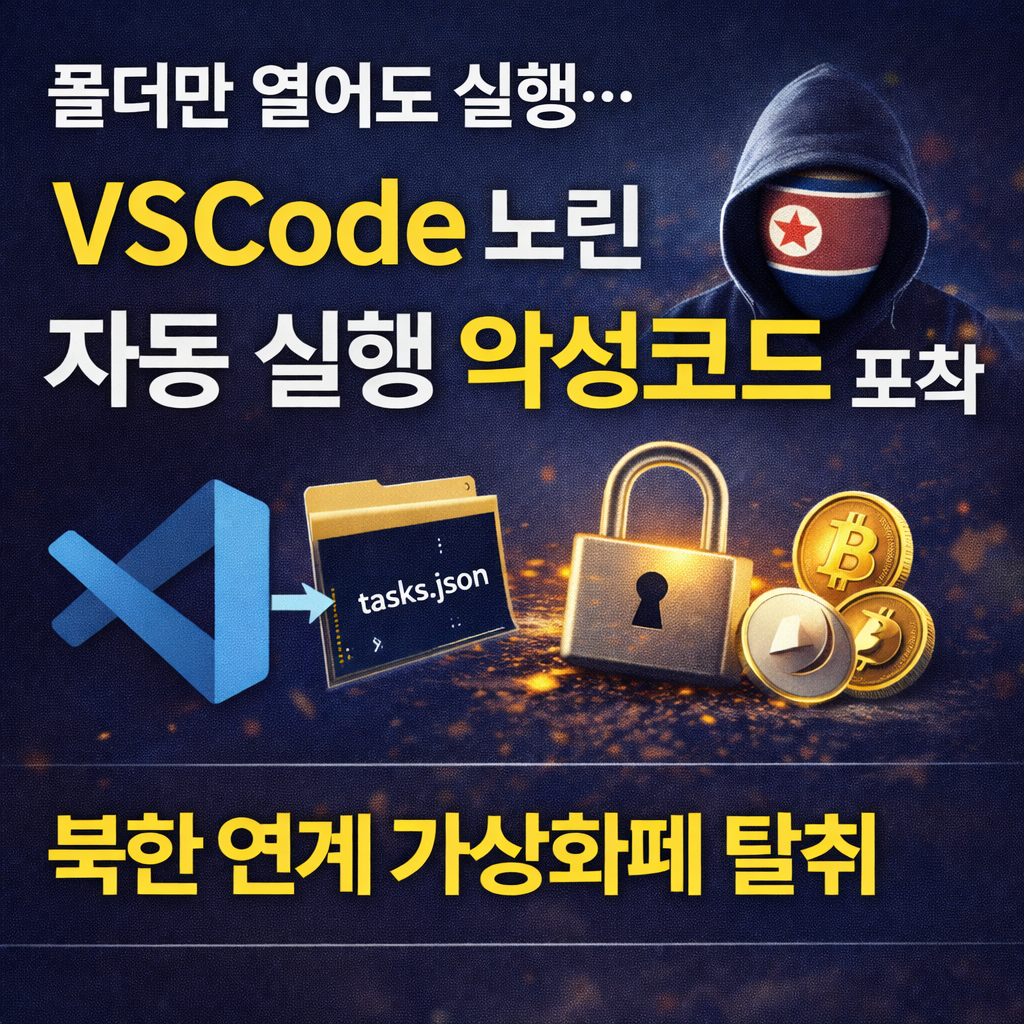 프로젝트 폴더를 여는 것만으로 실행되는 VSCode 자동화 악성코드가 포착됐다. 깃허브 가짜 오픈소스를 통해 유포된 북한 연계 가상화폐 탈취 공격 흐름과 개발자 대응 방안을 정리한다