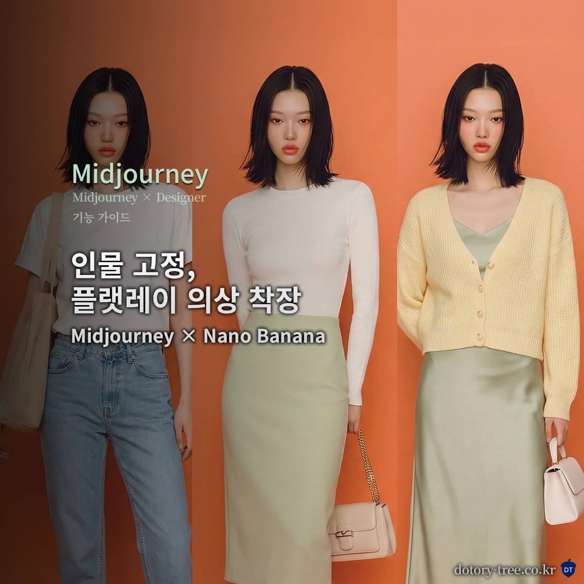 Design Log ❘ 인물 고정 기반 플랫레이 착장 구조 기록 ❘ Created with Midjourney & Nano Banana