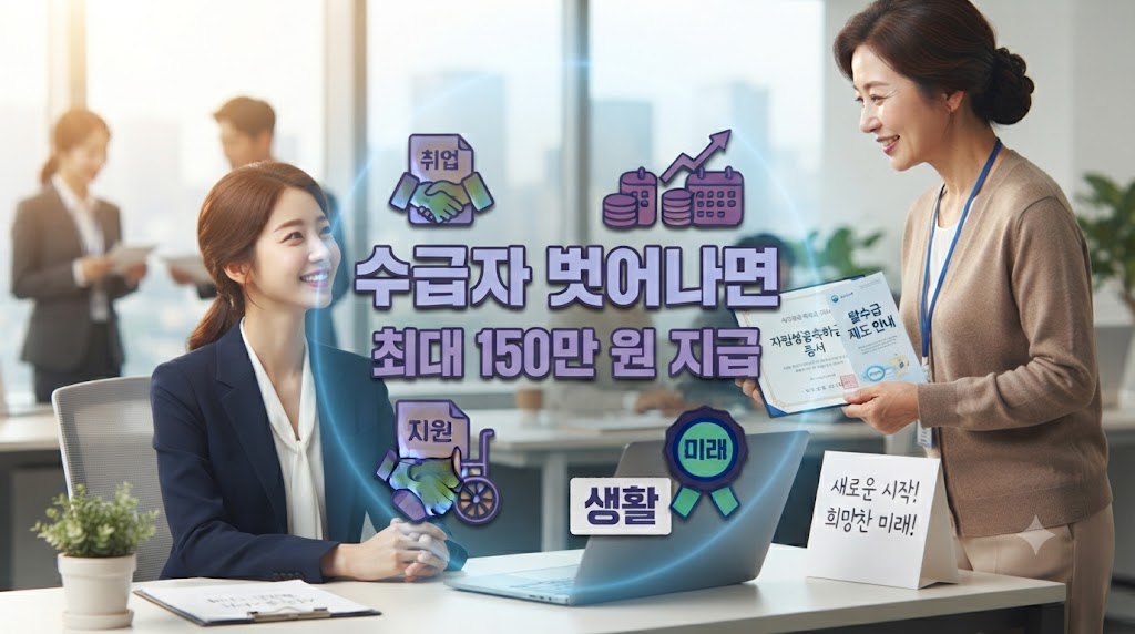 생계급여를 받던 기초생활수급자가 자활근로사업에 참여하여 자활성공지원금을 받음