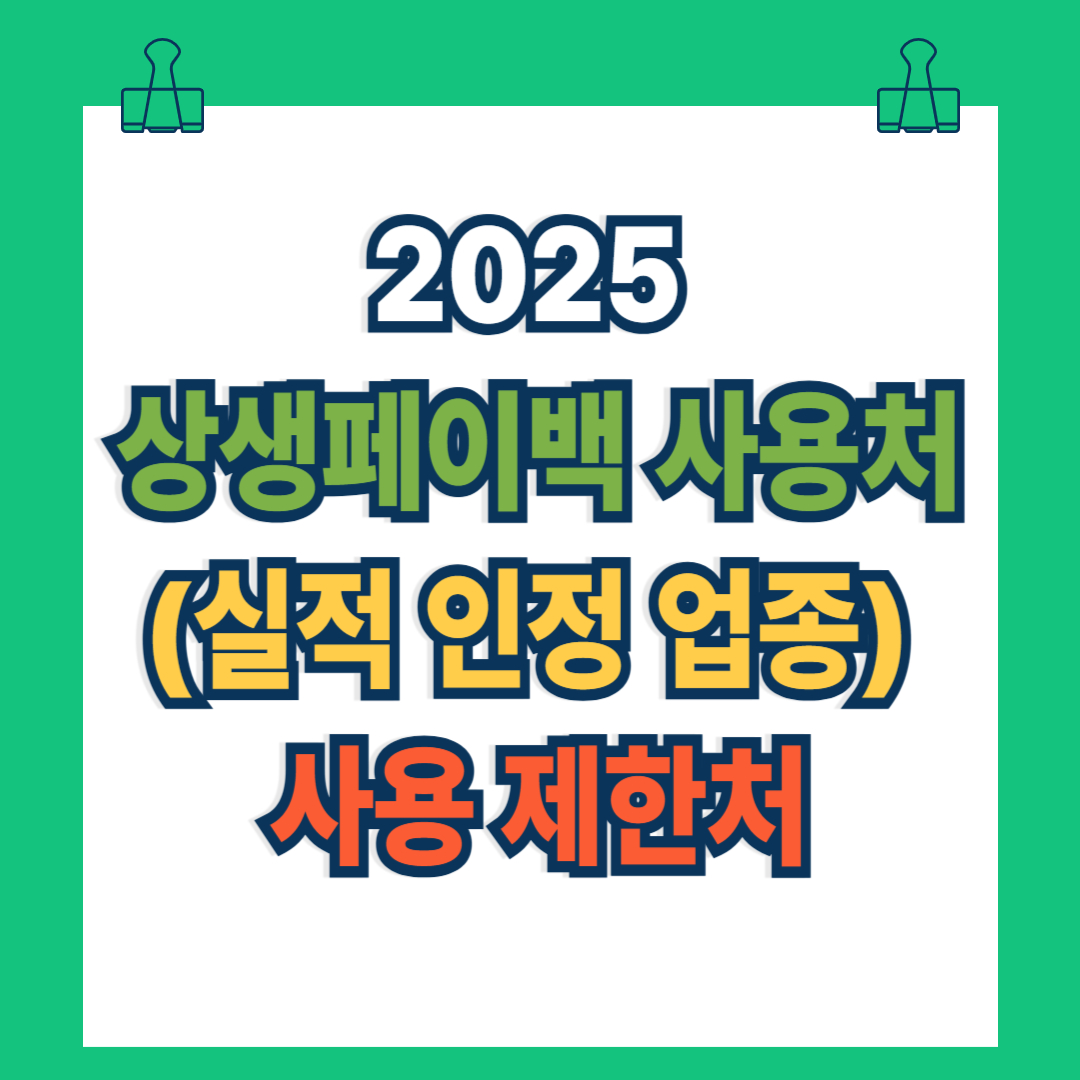 상생페이백 사용처, 실적 인정 업종 &amp; 사용 제한처