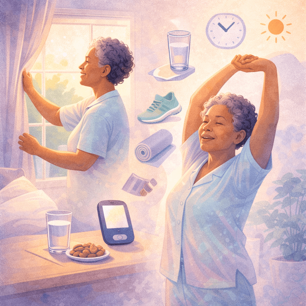 아침 공복 혈당과 기상 루틴 관련 이미지