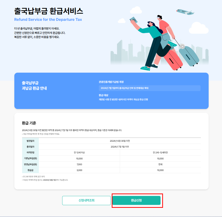 출국납부금 환급서비스 신청방법