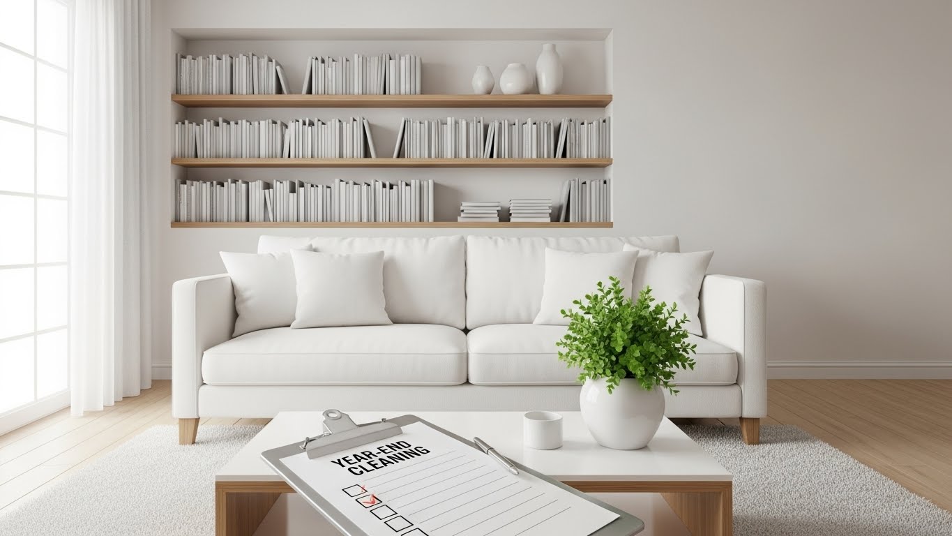 정리가 완벽하게 끝난 깨끗하고 평온한 거실의 모습입니다. 독자들에게 '우리 집도 이렇게 바뀔 수 있다'는 시각적 희망을 줍니다.