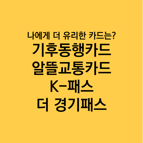 기후동행카드-알뜰교통카드-K패스--더경기패스-교통카드비교