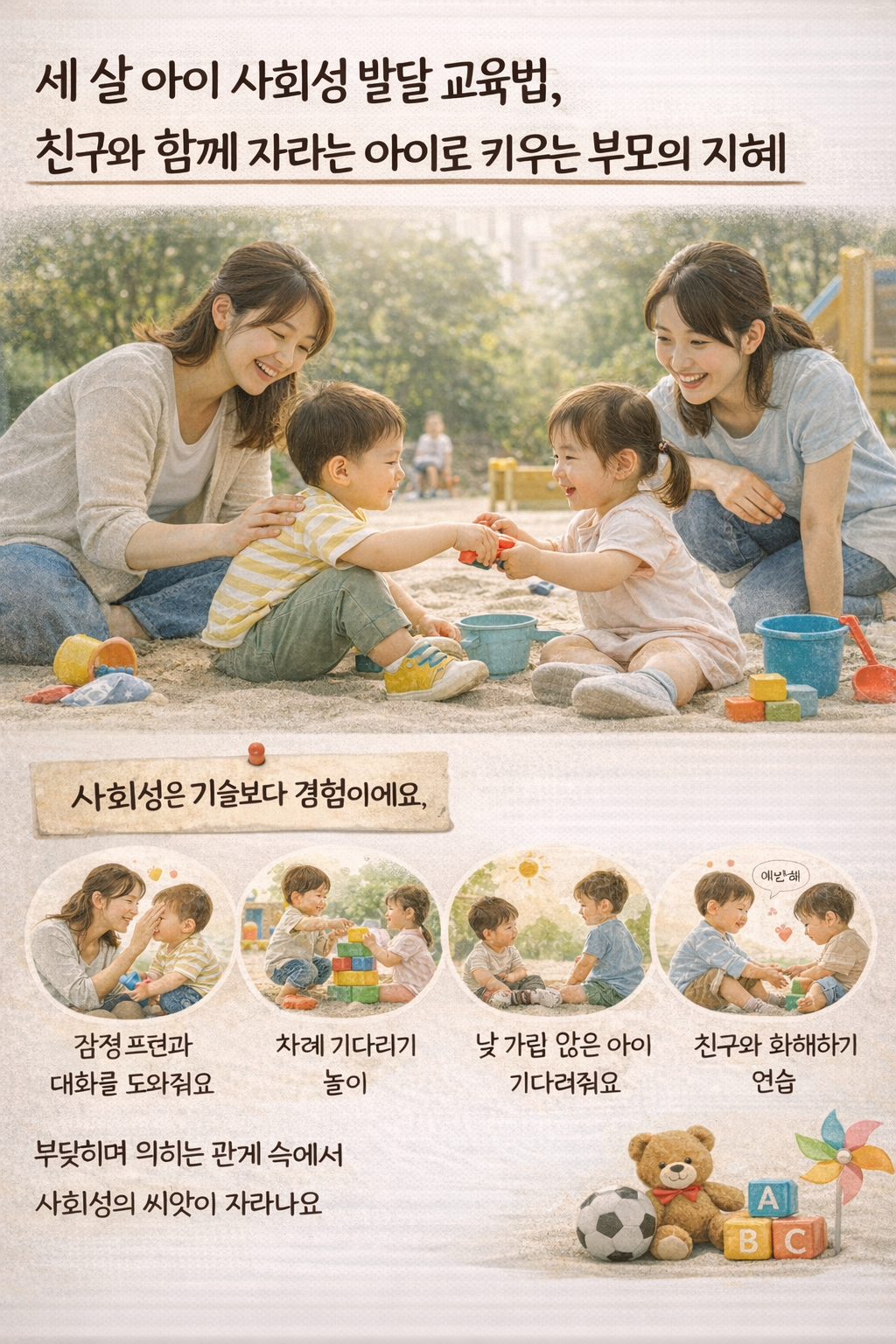 세 살 아이 사회성 발달 교육법, 친구와 함께 자라는 아이로 키우는 부모의 지혜