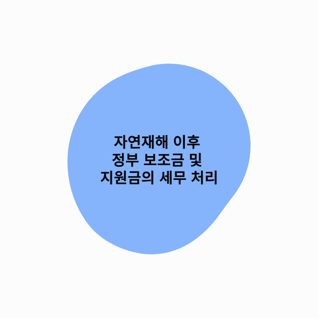 자연재해 이후 정부 보조금 및 지원금의 세무 처리