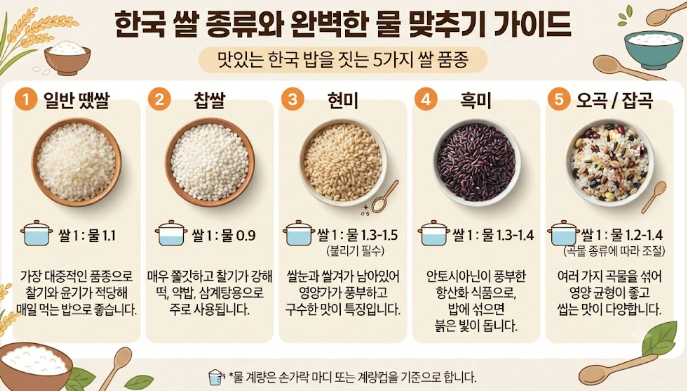 밥맛 및 물 조절 가이드