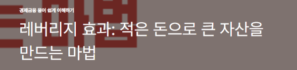 레버리지 효과: 적은 돈으로 큰 자산을 만드는 마법