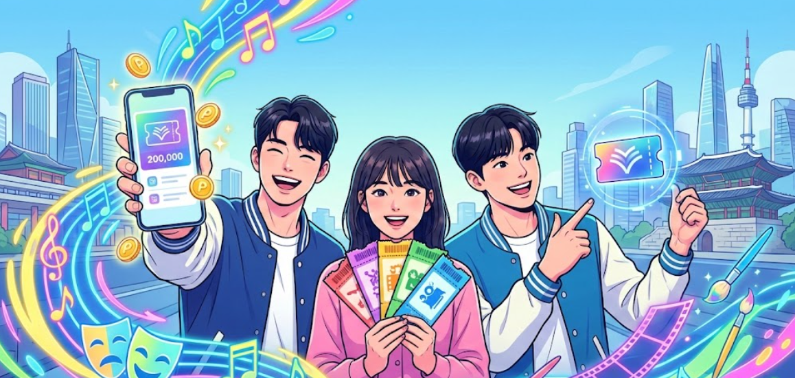 2026 청년 문화예술패스 혜택을 상징하는 밝고 감각적인 일러스트