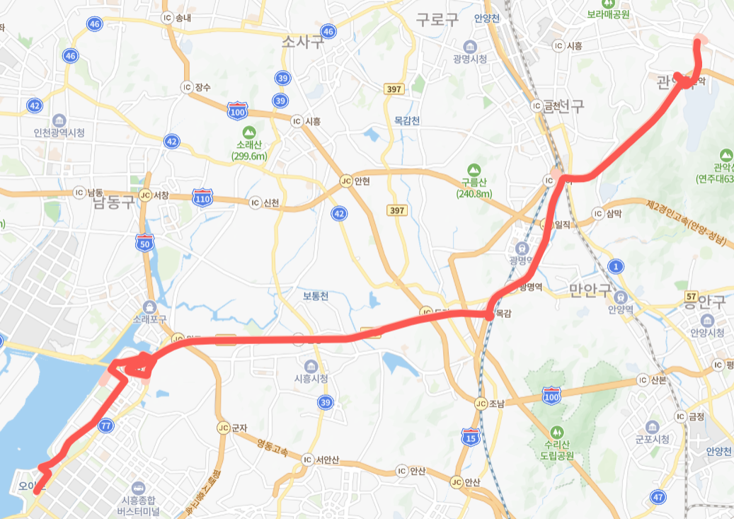 네이버지도-시훙-3500번-버스-노선-지도