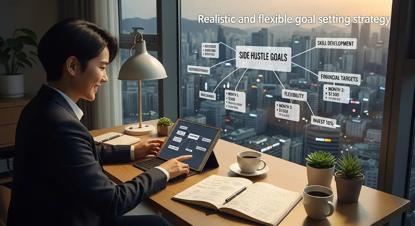<img src="realistic_side_hustle_goals.webp" alt="현실적이고 유연한 부업 목표 설정 전략">