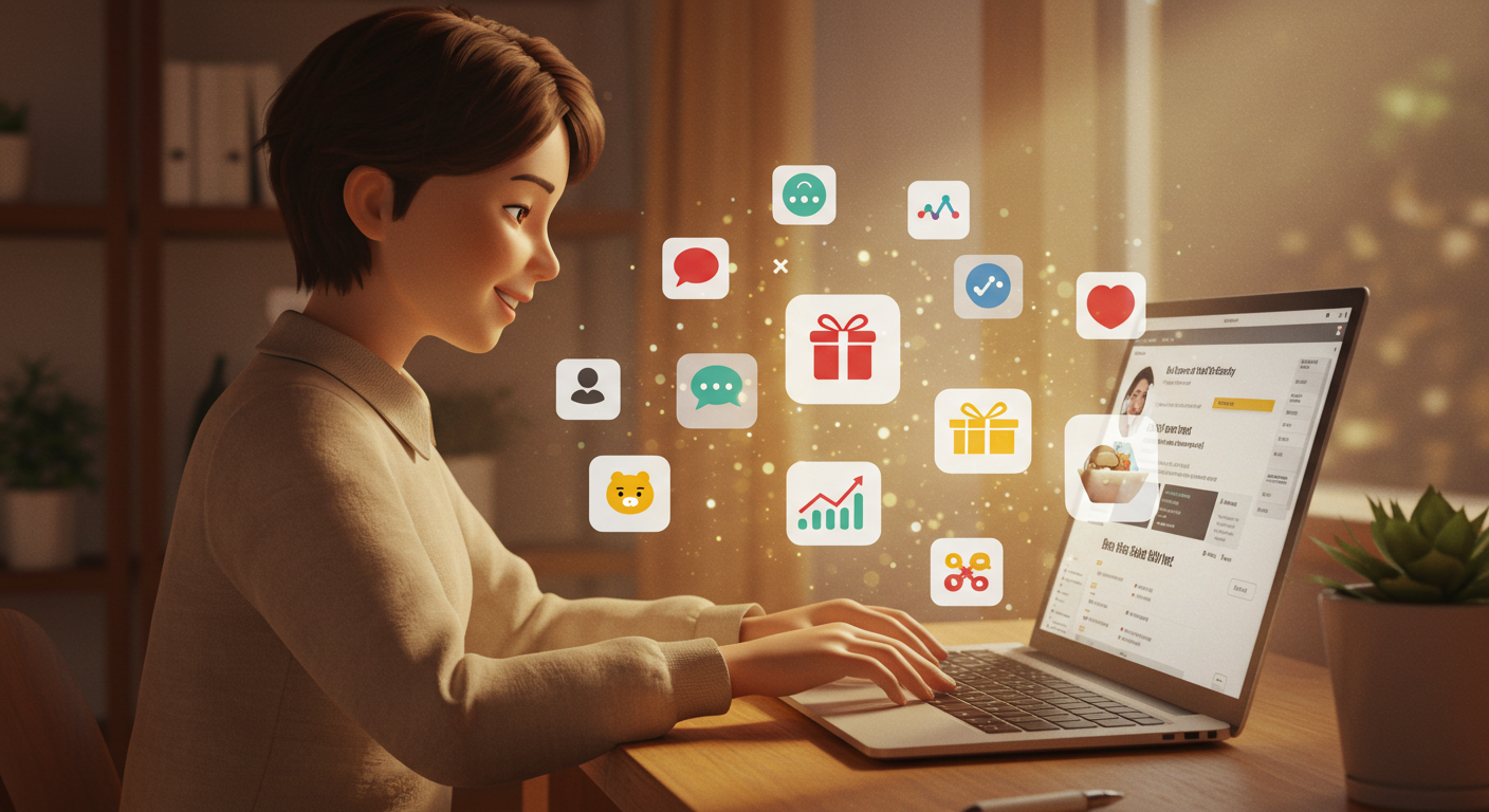 카카오톡 채널 관리자센터를 활용하는 비즈니스 운영자 모습