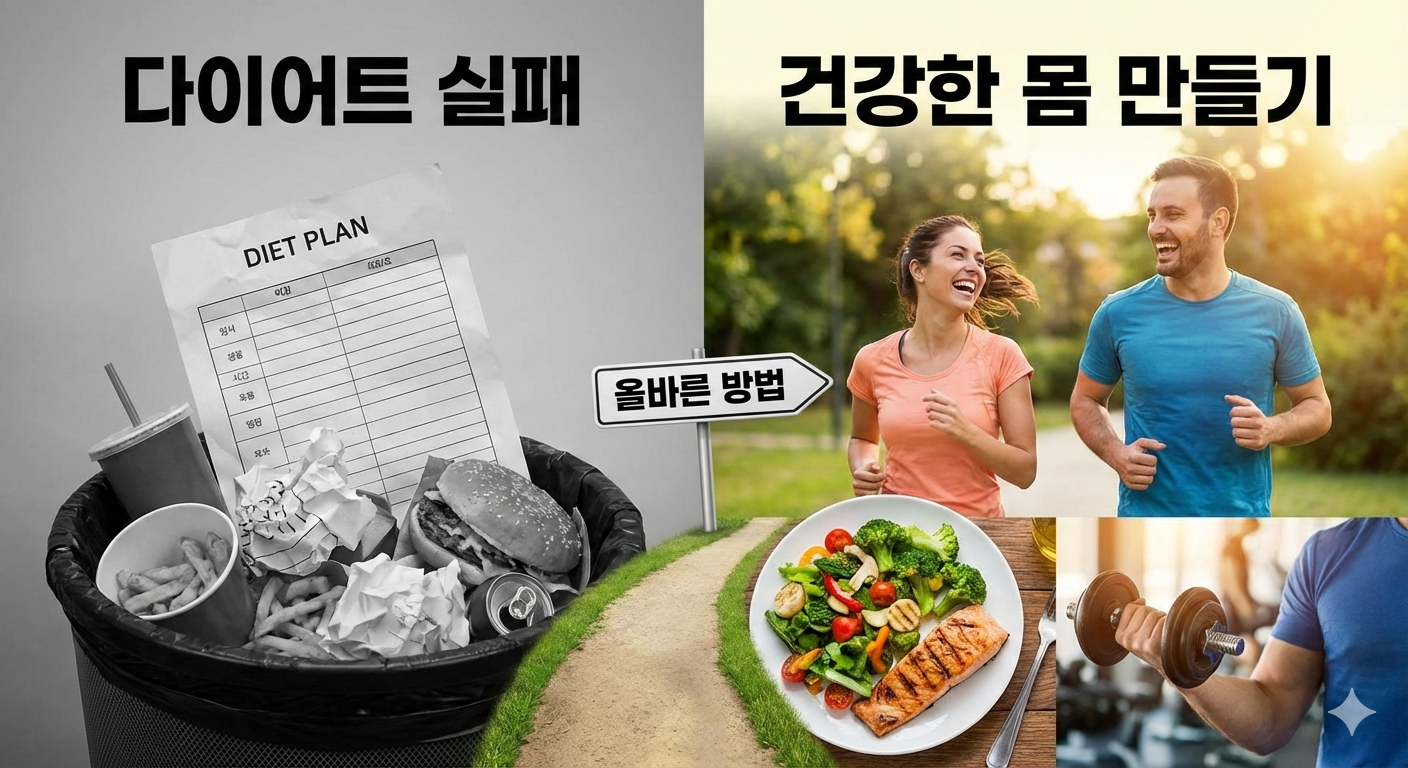 다이어트 실패를 넘어서, 건강한 몸 만들기 위한 올바른 방법 포스터