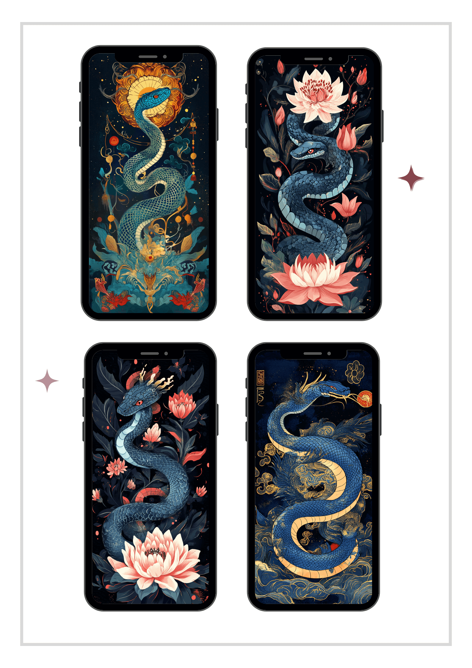 푸른뱀의 해 4가지 타입 휴대폰 배경화면