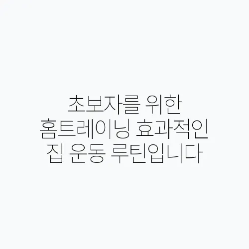 초보자를 위한 홈트레이닝 효과적인 집 운동 루틴입니다