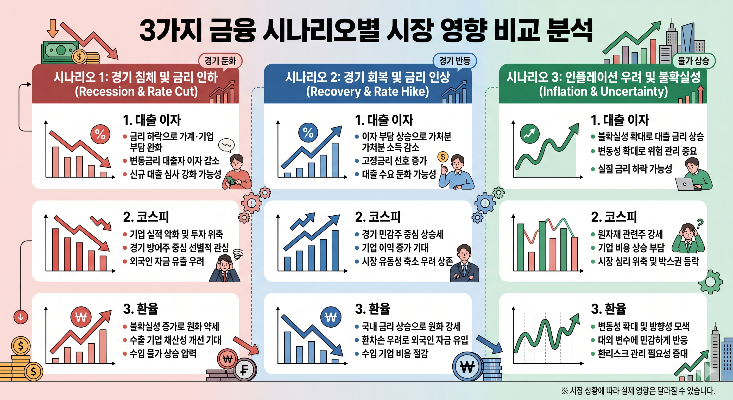 가장 직관적인 제목: 3대 금융 지표 시나리오별 영향 분석