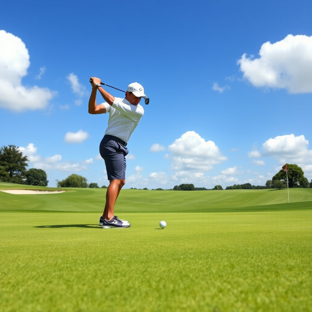 한 남성이 골프스윙을 하는 모습