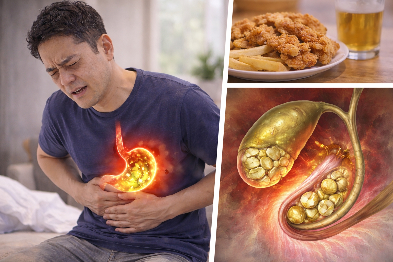 기름진 음식 통증? 담석증 주의보 관련 사진