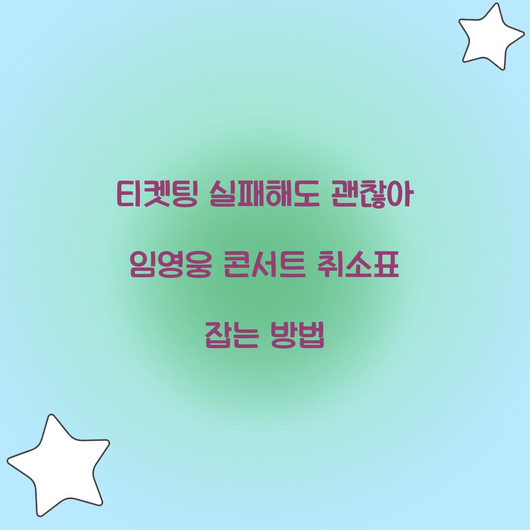 티켓팅 실패해도 괜찮아! 임영웅 콘서트 취소표 잡는 방법