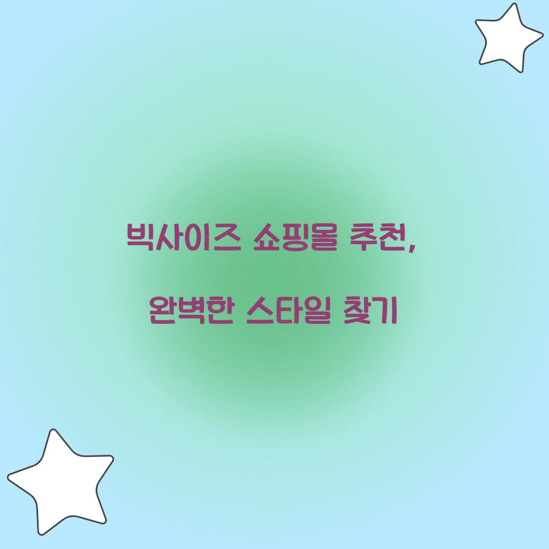 빅사이즈 쇼핑몰 추천