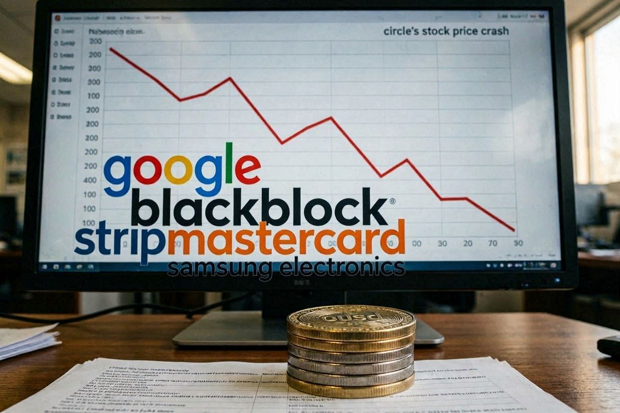 OUSD의 등장으로 인해 무너지는 써클 주가를 표현