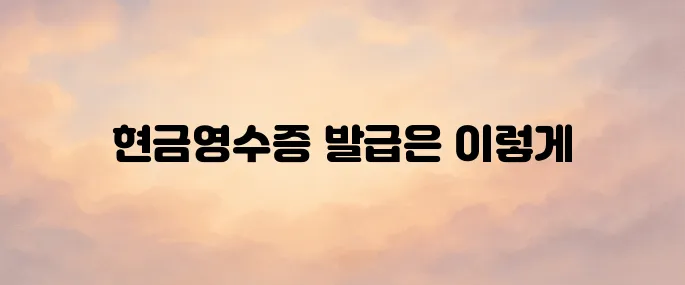 현금영수증 홈페이지 조회 및 발급 방법