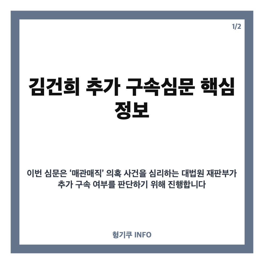 김건희 추가 구속심문, 구속영장 발부 여부와 핵심 쟁점은? 카드뉴스 1