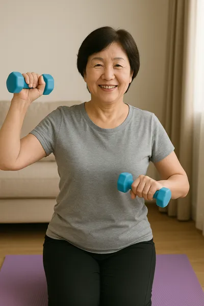 중년 여성 운동 모습